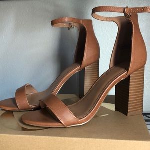 Leather Brown Block Heels